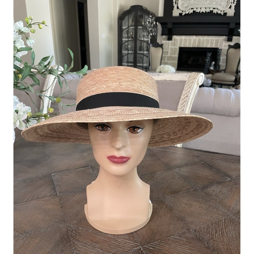 Tula Austin TX Straw Hat Womens M Woven Round Outdoor Sun Beach Gardening‎